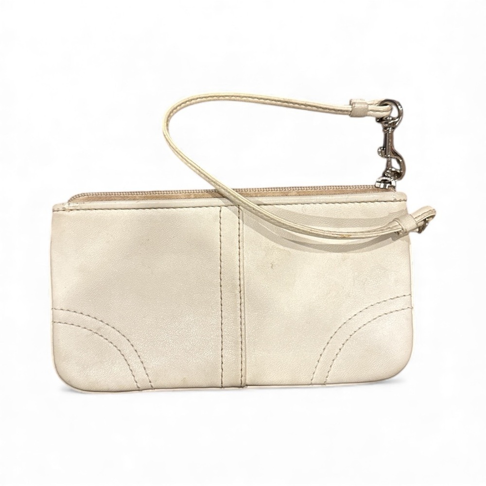 Coach Beige Leather Wristlet - Picture 2 of 4